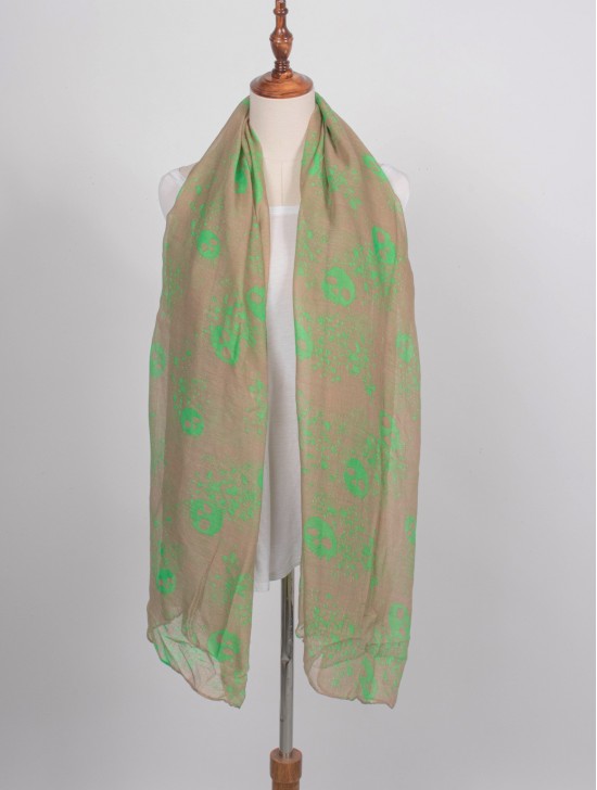 LINEN SCARF, SKULL 2 XL